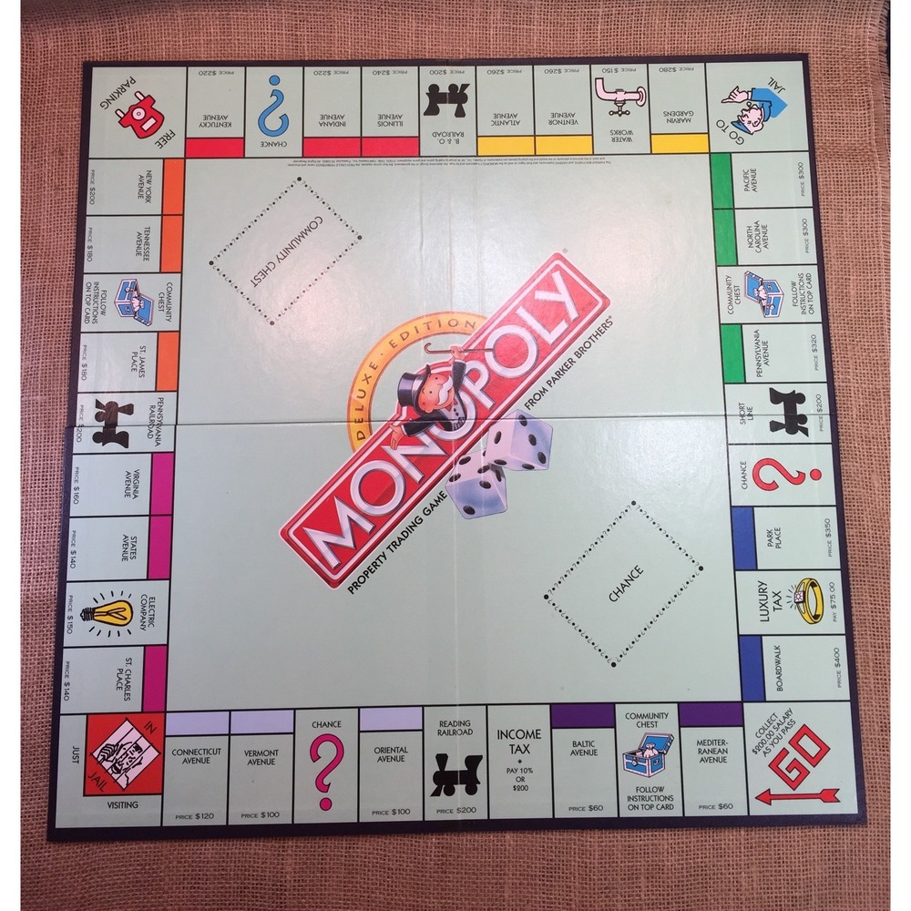 1998 Monopoly Deluxe Edition Replacement Game Board Parker Brothers Vintage